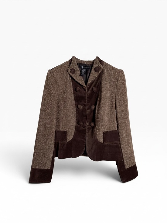 Boston Design Studio Jackets & Blazers - Boston Design Studio Brown Tweed Velvet Blazer 4 Dark Academia Equestrian